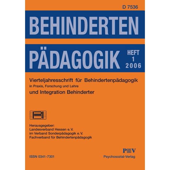Behindertenpädagogik - Vierteljahresschrift für Behindertenpädagogik und Integration Behinderter in Praxis, Forschung un, (Paperback)
