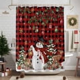 thumbnail image 7 of Shower Curtain 60"W x 72"L Winter Christmas Snowman Deer Holly Leaves Plaid Fabric Shower Curtains Set with Hooks Water Repellent Bathroom Curtains Machine Washable Bathroom Accessories, 7 of 7