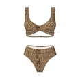 thumbnail image 4 of Daiia Leopard Print Brown Women's Bikini Set Two Piece Swimsuit High Waisted Bikini Adjustable Straps Bikini Perfect for Beach, Pool, and Summer Vacation-X-Large, 4 of 9