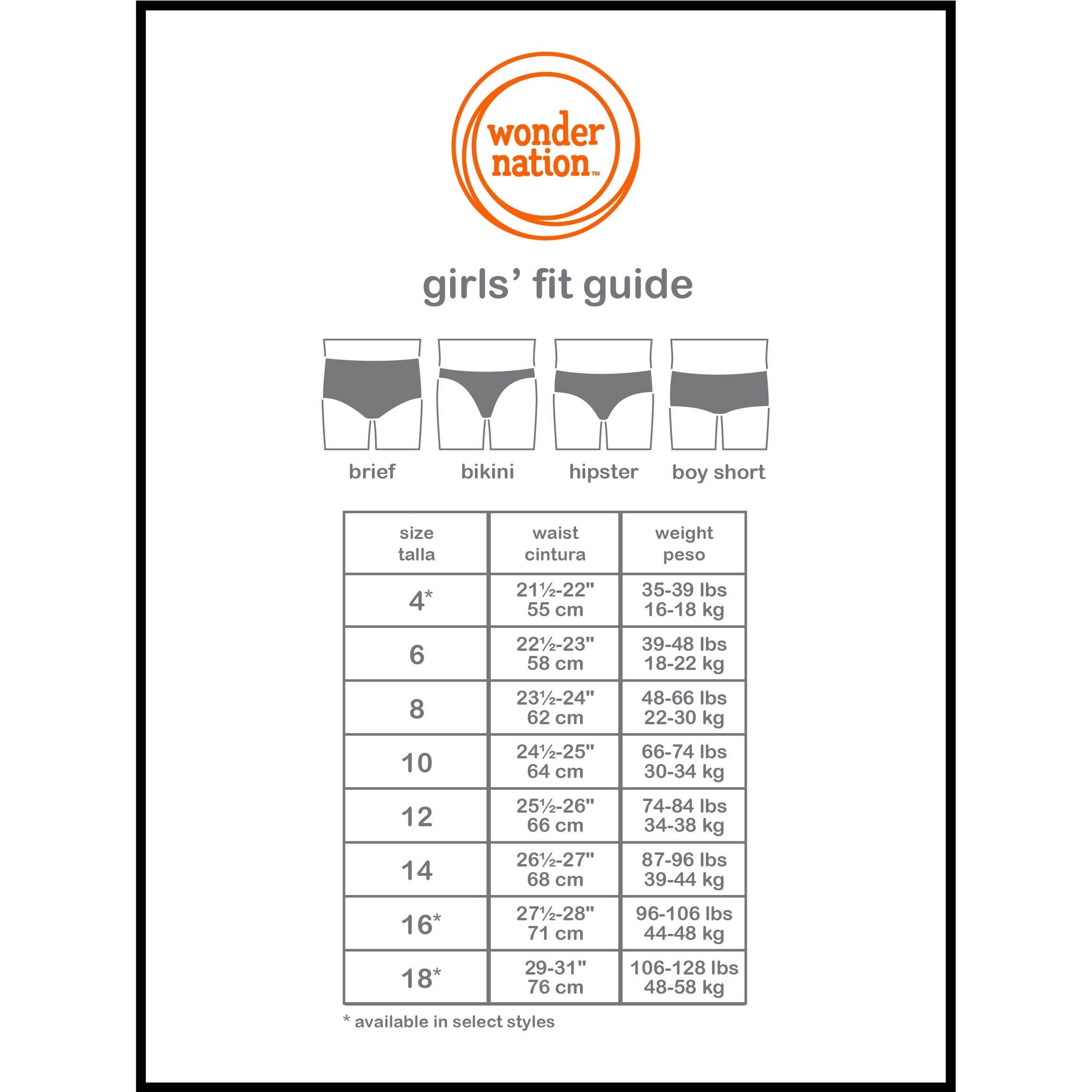 Wonder Nation Girls Brief Underwear 14-Pack, Sizes 4-18