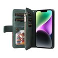 thumbnail image 6 of Allytech Flip Wallet Case for iPhone 15 Plus, Vintage PU Leather Folio Stand Shockproof Zipper Pocket 9 Cards Slots Protective Wallet Case Cover for Apple iPhone 15 Plus 6.7" - Green, 6 of 13