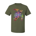 thumbnail image 2 of Wild Bobby, Colorful Rainbow Sea Turtle Animal Lover Men's Graphic T-Shirt, Military Green, X-Large, 2 of 3