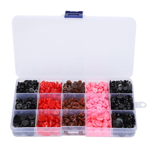 1070Pcs Coloré Poupée Yeux Nez Plastique Triangle / Rond avec Boîte de Rangement pour Bricolage Accessoires