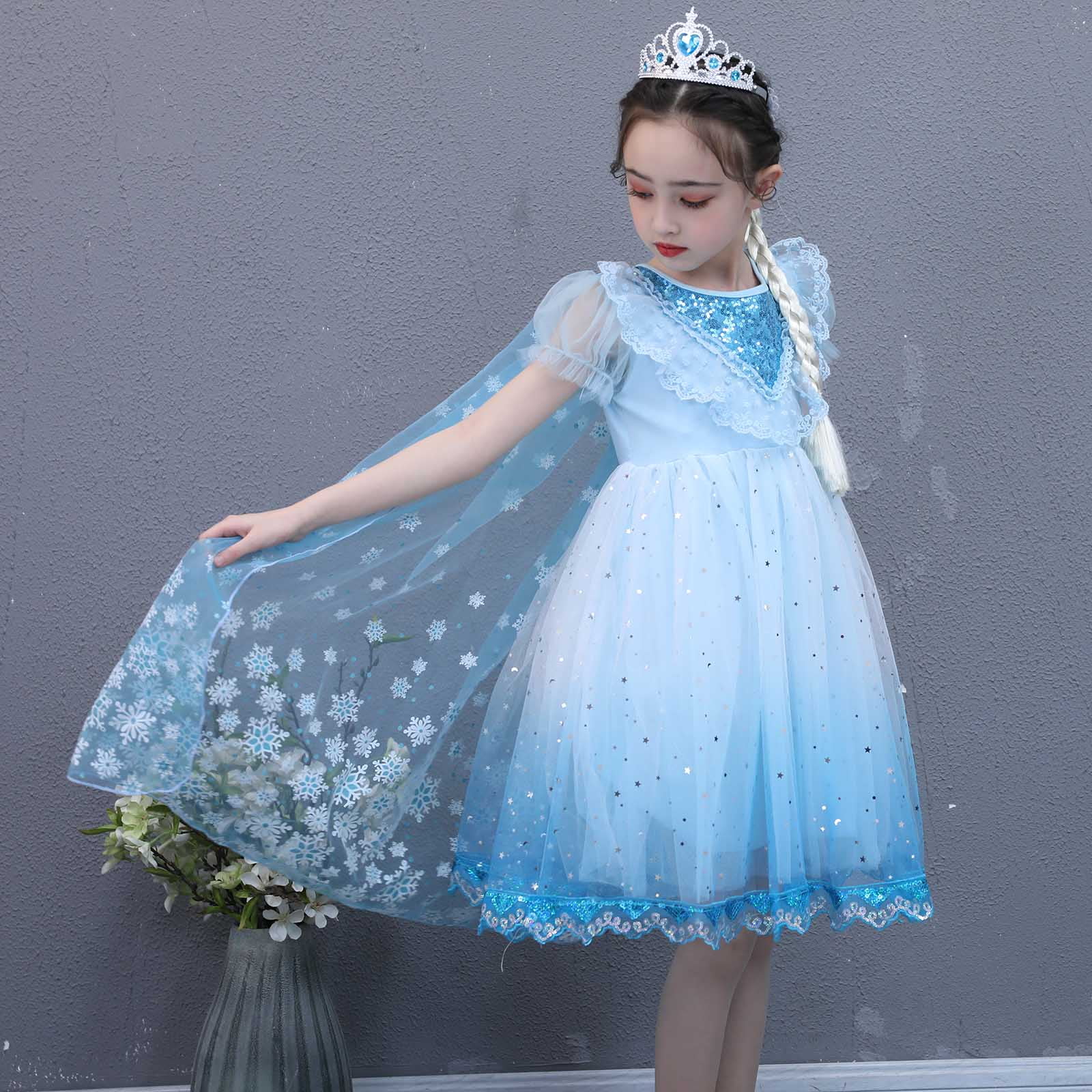 HAWEE Girls Elsa Princess Dress Up Costumes Snow Queen Dress Halloween Christmas Costume Walmart