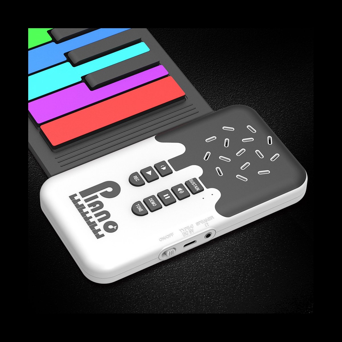 49 Keys Digital Keyboard Flexible Roll Up Piano with Loud Speaker Electronic Hand Roll Piano for Music Lovers Beginners
