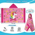 thumbnail image 3 of Kids Hooded Beach Bath Towel, Baby Surf Poncho Toddlers Soft Real Cotton Wrap Hooded Towels for Kids Boy Girl Candy Unicorn (60"x35"), 3 of 4