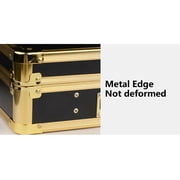 Anqidi Gold/Black Barber Case Stylist Hairdressing Toolbox Clipper Trimmer Organizer Metal Storage Box Portable Suitcase