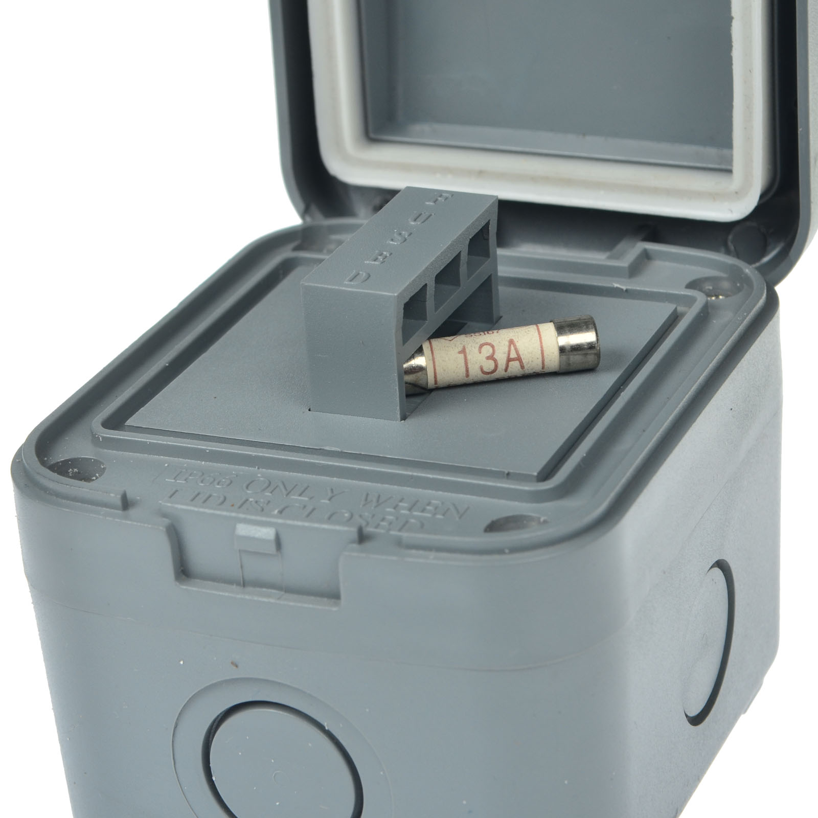 GREENCYCLE 3PC Storm Weatherproof 125VAC 15A Fused Protection Unit Outdoor Use 4-Pole Junction Box with 20mm Cable Gland IP66 Rated