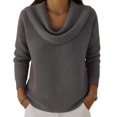 thumbnail image 4 of Harpily Long Sleeve Shirts for Women Cowl Neck Waffle Textured Loose Fit for Women Casual Street Wear Daily Outfits, 4 of 4