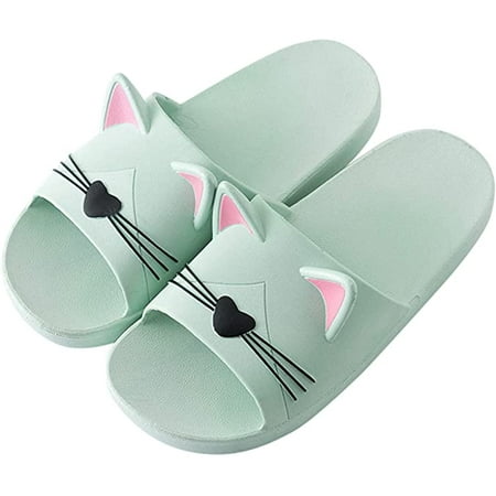 

Wish Women s flat bottomed cat pattern wide bottomed sandals beach sandals indoor and outdoor sandals women s sexy sandals women s slippers（Green） S3180