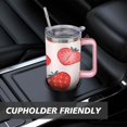 thumbnail image 7 of 40 oz Strawberry Tumbler with Handle Vacuum Insulated Travel Coffee Mug Gift for Travel Commuting, 7 of 7