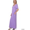 thumbnail image 2 of Zenana Women & Plus Relaxed Fit V-Neck Short Sleeve Full Length Maxi Long Dress w/ Side Pockets, 2 of 5