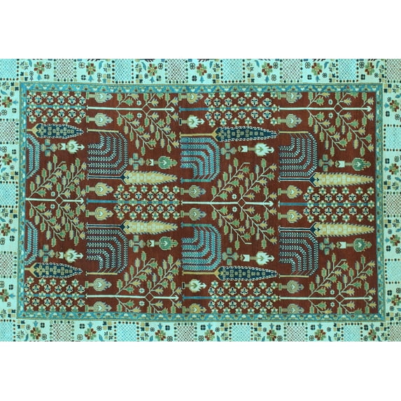 Ahgly Company Indoor Rectangle Abstract Light Blue Modern Area Rugs, 2' x 5'