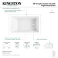 thumbnail image 5 of Aqua Eden VTAP5436R22 54" Acrylic Rectangular 3-Wall Alcove Tub, Right Hand Drain, Glossy White, 5 of 8