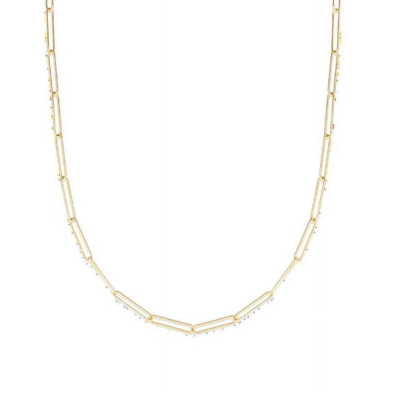 The Diamond Deal 14k SOLID Yellow or White Or Rose Gold 2.1mm Shiny Diamond Cut PaperClip Link Chain Necklace for Pendants and Charms with Lobster-Claw Clasp (16" And yellow-gold)