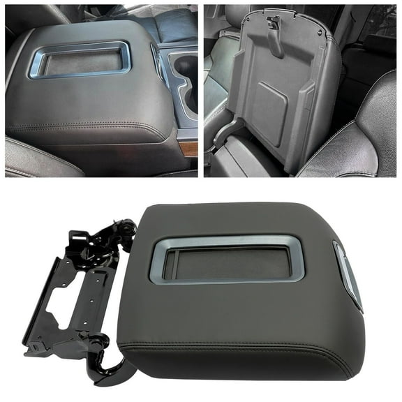 Kojem Middle Leather Center Console Armrest Lid W/Steel Bracket For Chevy Silverado & GMC Sierra 1500 2500 3500 2014-2018 Tahoe Yukon Suburban 2015-2020 Replaces 0227083AA 22861304