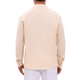 thumbnail image 3 of INSPIRE CHIC Men's Cuban Guayabera Shirt Long Sleeve Button Down Casual Summer Beach Shirts M Beige, 3 of 5
