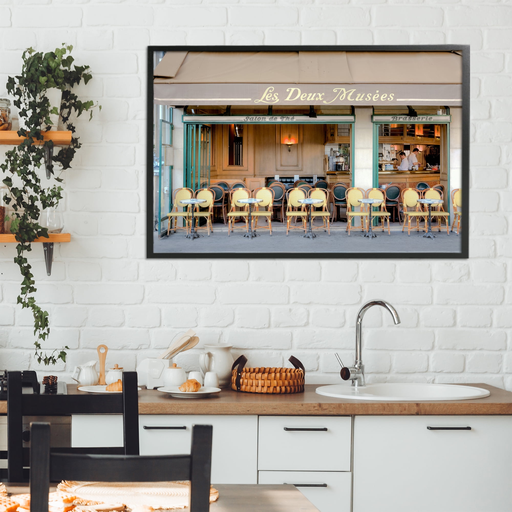 Stupell Industries Parisian Outdoor Seating Cafe Black Framed Giclee Art, design by Alan Blaustein