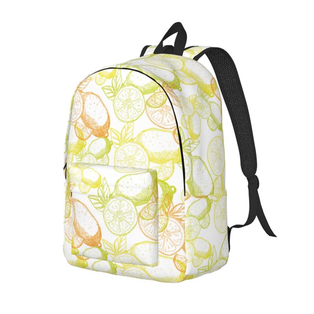 Disketp Lemon Potatoes print Canvas Backpack Lightweight Travel Daypack Student Rucksack Laptop Backpack-Medium