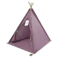 thumbnail image 5 of FOGGBET Kids Play Tent for Girls Boys, Indoor & Outdoor Princess Castle with Star Lights & Mat, Foldable Cotton Linen Teepee House for Reading, Play, Nap, Gift Purple, 47.2"x47.2"x55.1", 5 of 15