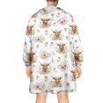 thumbnail image 2 of White Highland Cow Flower Pattern Wearable Oversized Blanket,Wearable Blanket Hoodie for Adults,Cozy Hooded Blankets with Super Pockets,Super Warm Fuzzy Pullover for Women & Men, 2 of 6