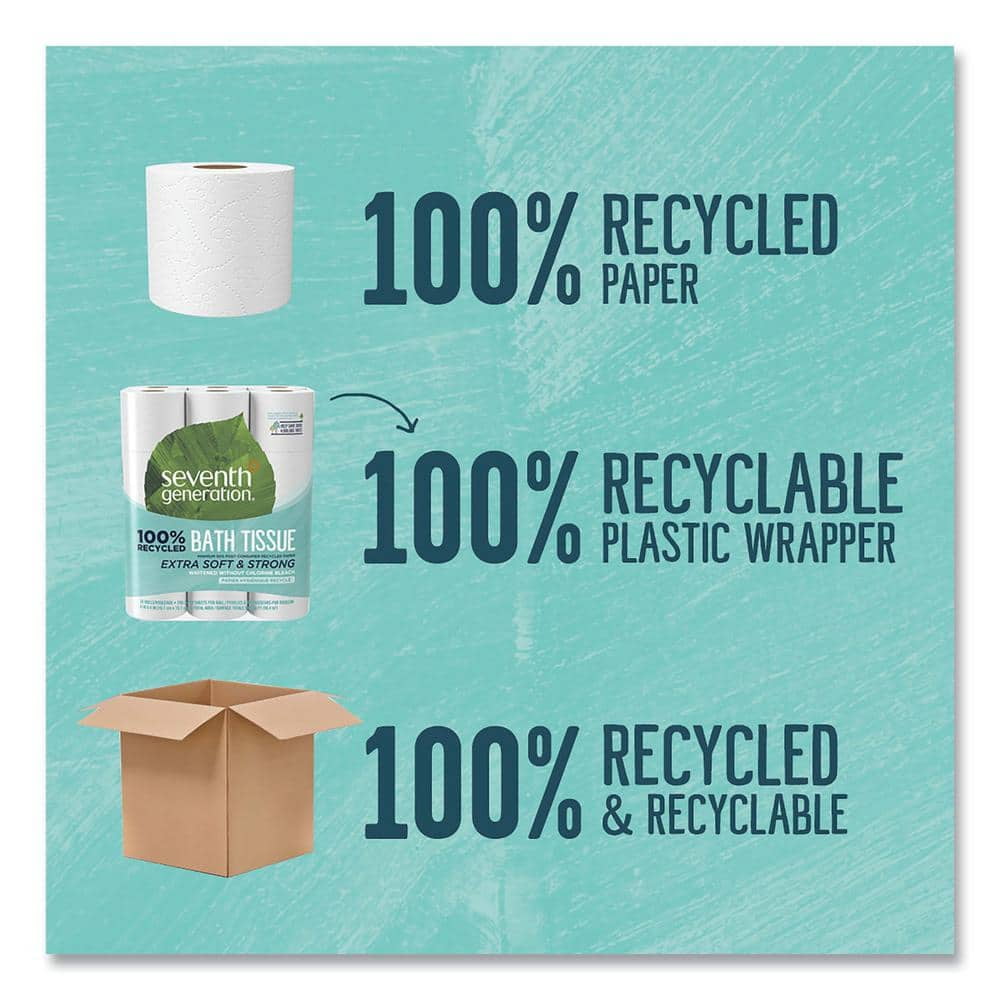 100% Recycled Toilet Paper, Septic Safe, 2-Ply, White, 240-Sheets/Roll, (24-Pack)