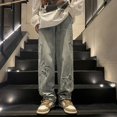 thumbnail image 2 of Men's Stars Pattern Denim Pants With Pockets Casual Breathable Cotton Straight Jeans, 2 of 7