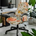 thumbnail image 3 of ZIATUBLES Robin Peony Print 5 PCS Office Home Chair Decor Bundle Includes Chair Cover with Armrest Slipcovers, Remote Control Holder and Tissue Box Organizer, S, 3 of 7