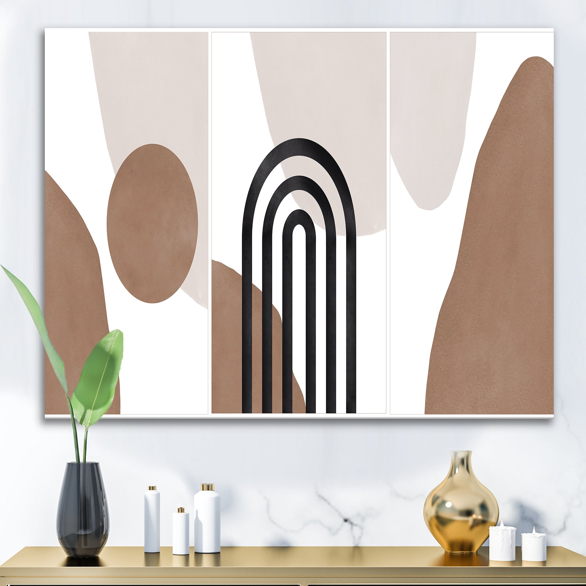 Abstract Shapes in Ivory and Terracotta Shapes II 32 in x 24 in Painting Canvas Art Print, by Designart