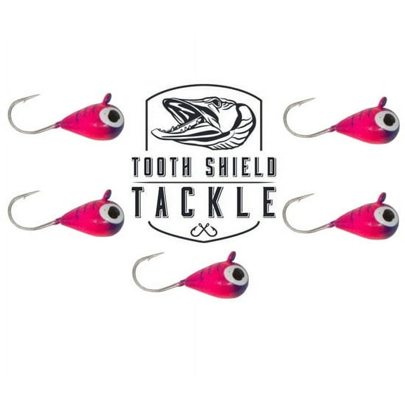 Tooth Shield Tackle UV Glow Tungsten Ice Fishing Jigs 5-Pack Crappie Perch Bluegill Panfish Jig 5mm (Purple Shadow)