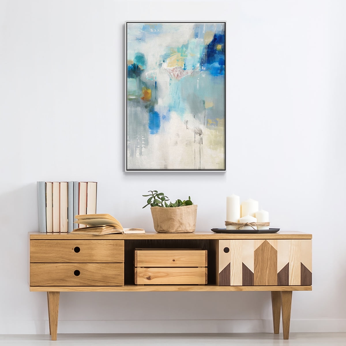 Celeste Motion I Framed Premium Gallery Wrapped Canvas - Ready to Hang - 17 x 25 - White Floating Frame