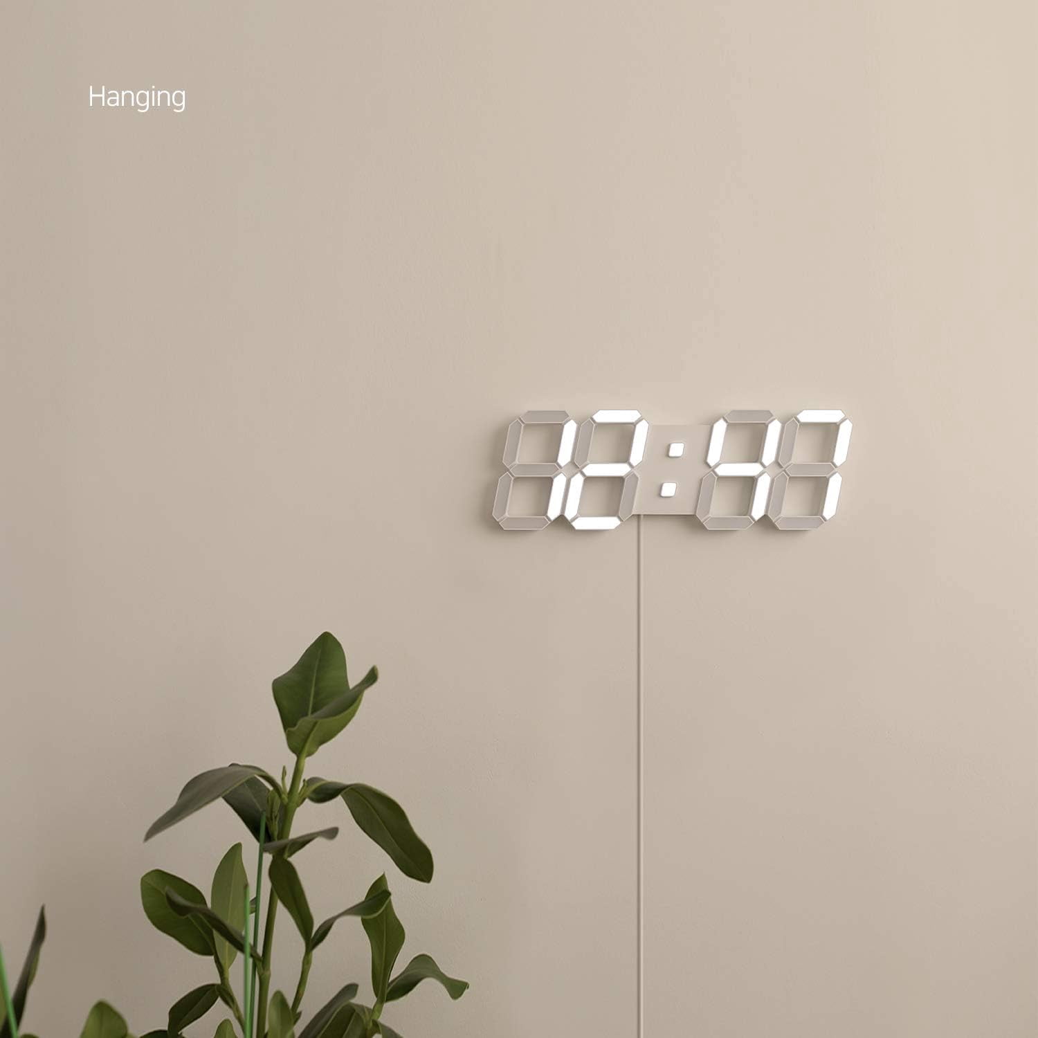3D Pure Slim LED Digital Alarm Clock with Remote Control, Multi-Function Wall Clock Displaying Calendar Temperature and  for Bedroom Living Room