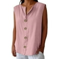 thumbnail image 2 of Tank Top for Woman Linen Shirts For Woman Summer Cotton Linen V Neck Tops Loose Vacation Beach Solid Blouses Tunic Tops Tank Tops, 2 of 6
