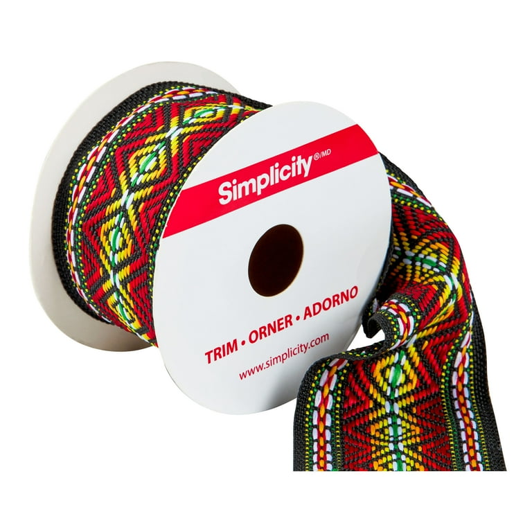 Simplicity Trim, Multi-color 2 inch Aztec Jacquard Band Trim