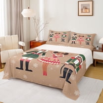 Manfei Christmas Nutcracker Full Size Sheets 4pcs for Kids, Merry Xmas Themed Bed Sheets, Winter Snowflake Sheet Sets, Luxury Bedroom Decor