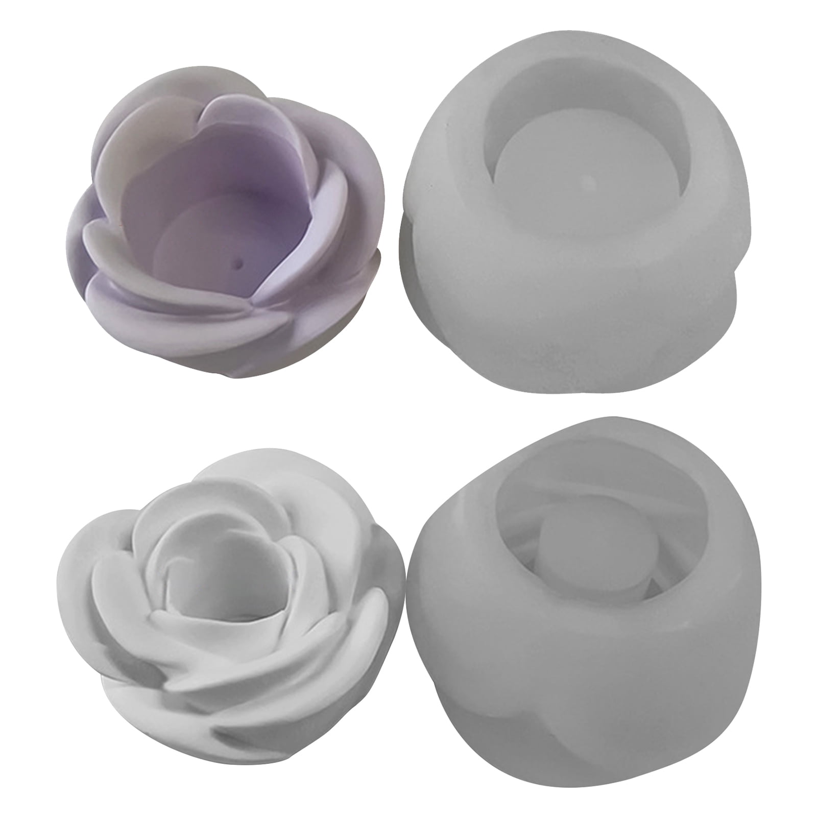 3D Rose Candlestick Resin Silicone Mold Valentines Day Exploy Casting Mold Elegant Flower Candle Holder Molds DIY Crafts