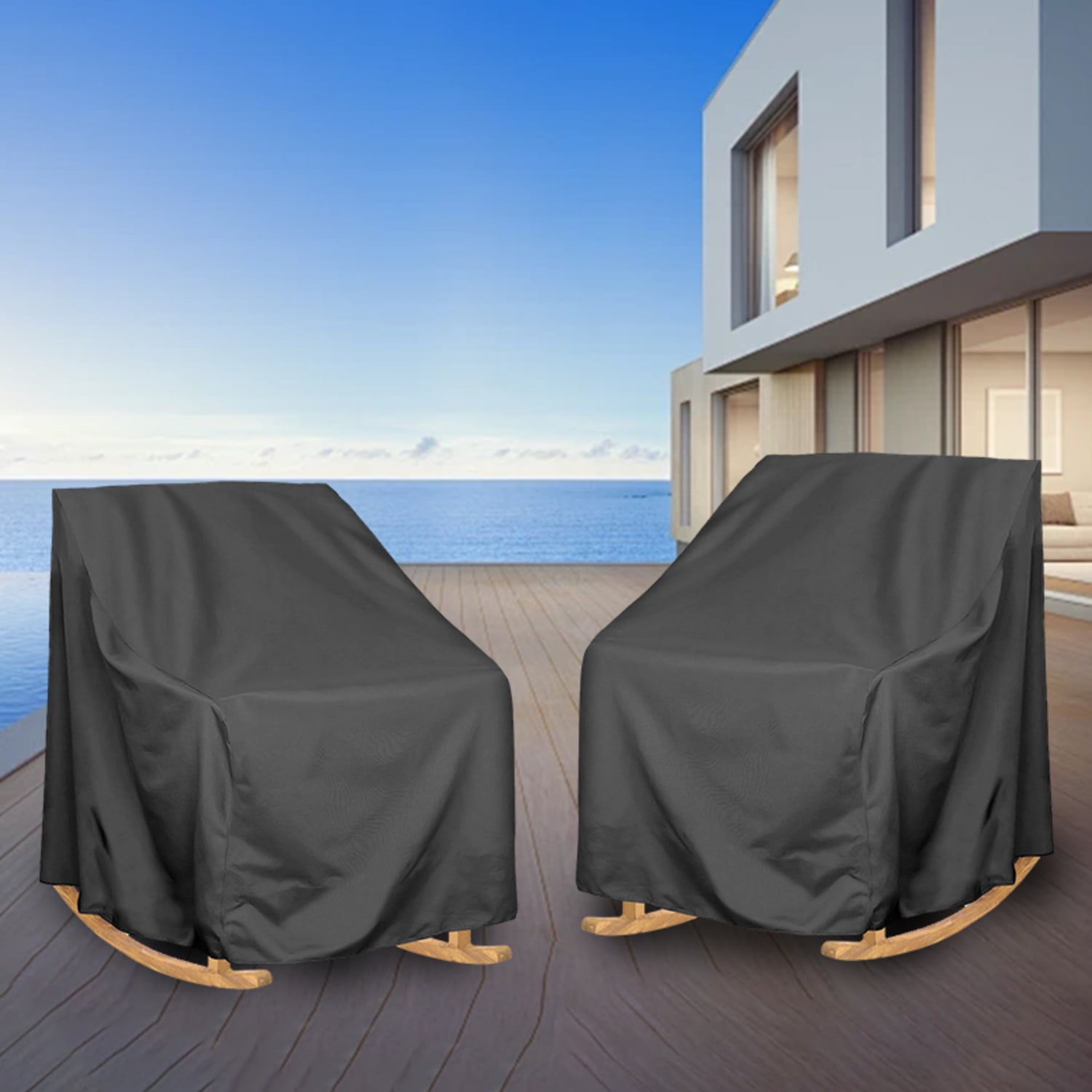 OPTUTUS 2-Pack Patio Rocking Chair Covers, 35 x 38 x 29 Inches Waterproof Oxford Fabric Chair Furniture Covers