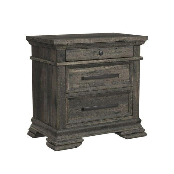 Hyde 3-Drawer Nightstand in Charcoal