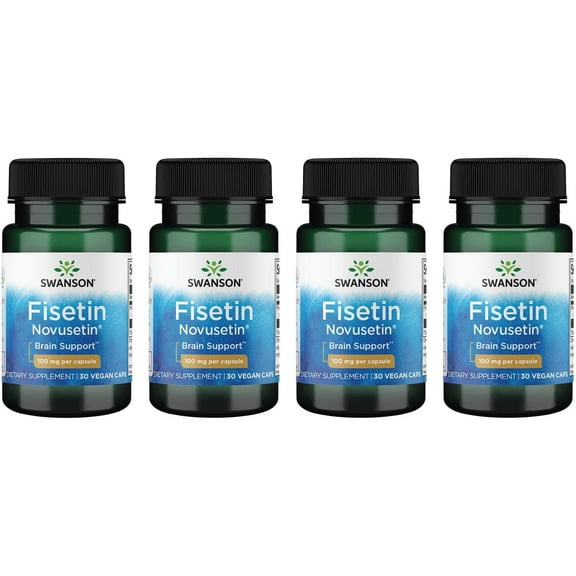 Swanson Fisetin Molecularly Similar to Apigenin, Luteolin, and Quercetin 100 Milligrams 30 Veg Capsules (4 Pack)