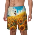 thumbnail image 2 of Uemuo Clear Sky Sunflower Pattern Mens Swim Trunks Quick Dry Board Shorts with Mesh Lining, Stretch Beach Shorts Quick Dry No-Chafing Board Shorts-Large, 2 of 9