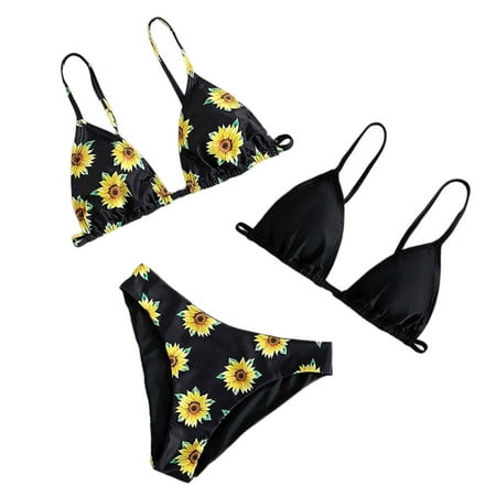

Toddler Baby Girls 3PCS Swimsuits Sunflowers Printed Bikini Bathing Suit Briefs Girls Bikini Beach Swimwear Beachwear Seaside Pool Set