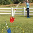 thumbnail image 3 of MD Sports 6 in 1 Backyard Combo Game Set, Volleyball, Badminton, Flying Disc, Lawn Dart, Horseshoes, Bottle Strike, Yellow/Red/Blue, 3 of 7