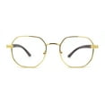 thumbnail image 2 of 90s Retro OG Rapper Luxury Art Deco Rectangle Fashion Glasses Gold Brown, 2 of 4