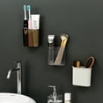 thumbnail image 4 of FELTECHELECTR Toothbrush Cup Mount No-Punch Organizer Material Transparent White 12x4.7x5In 1Set, 4 of 8