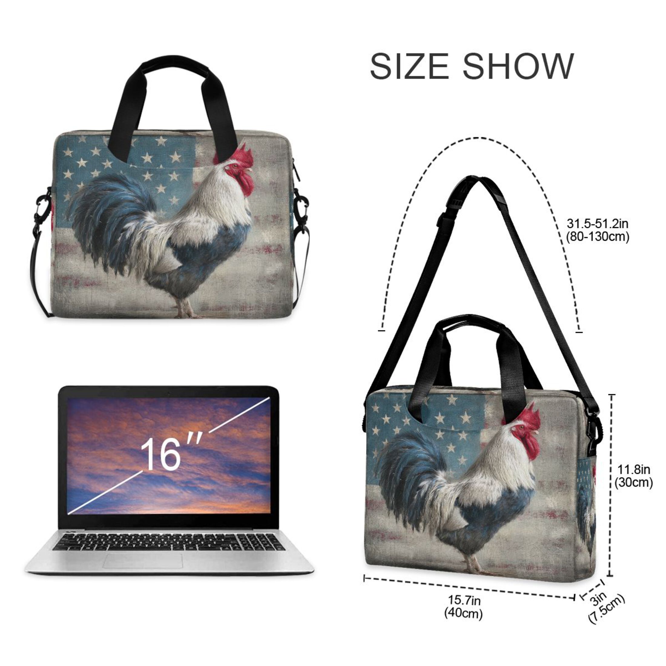 Laptop Bag Laptop Briefcase 15.7 x 3 x 11.8 Inches Laptop Bag Briefcases Laptop Storage Travel Laptop Bag Work Laptop Bag Fierce Rooster