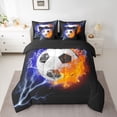 thumbnail image 2 of Homewish Football Soccer 7-Piece Twin Bedding Sets,Ball Sport Game Bedding Comforter Set,Black Orange White Sheet Sets For Teens,Luxury Bedroom Decor Reversible, 2 of 8