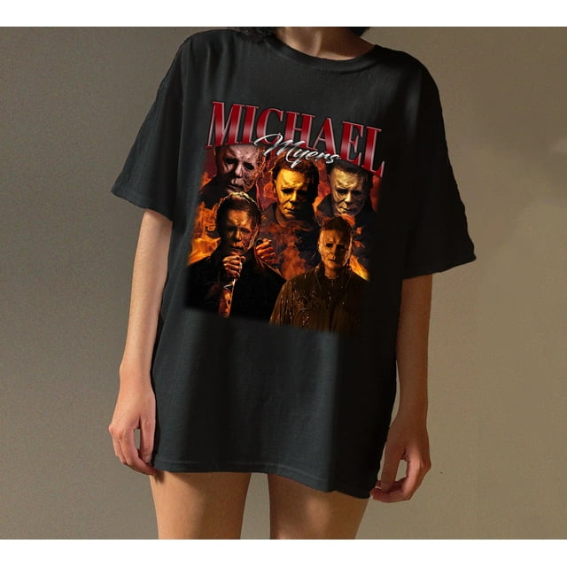 Chemise Rétro Michael Myers, Chemise Confort Couleurs, Chemise Rétro Halloween, Fan de Michael Myers - Blanc - TG