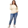 thumbnail image 3 of DARING DIVA Plus Size Long Sleeve Crewneck Sweater Fall Casual Tops 1X Apricot, 3 of 6
