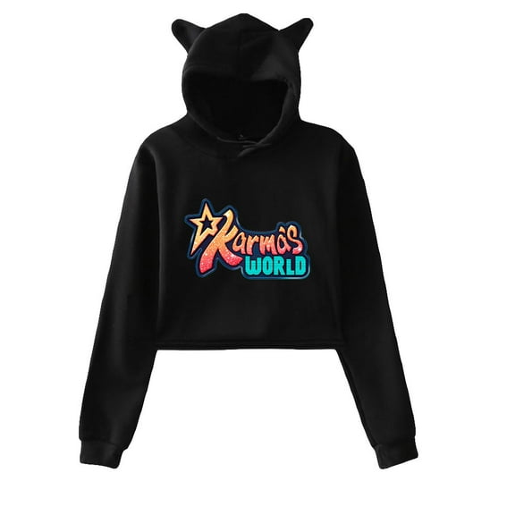 Karma's World Hoodie Sweatshirts Crop top Printing Comedy for Girls Cat Ear Youth Clothes Casual