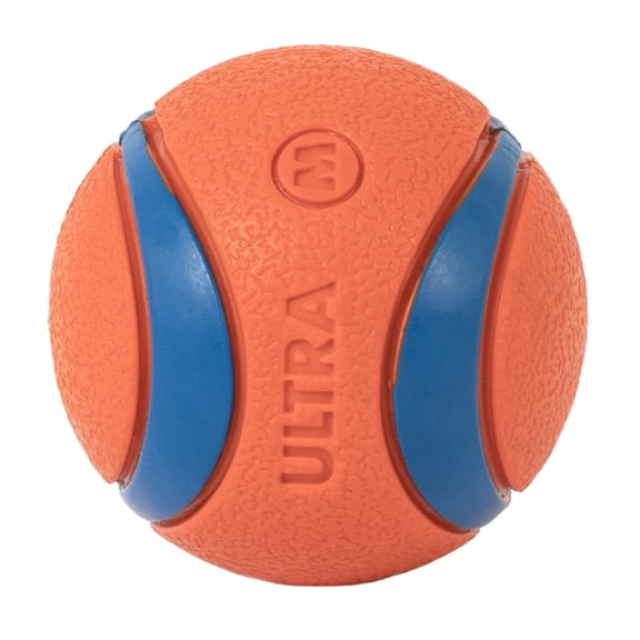 Chuckit! Ultra Dog Ball Rubber Fetch Toy for Dogs, Medium 2.5", for Breeds 20 to 60 lb, Pack of 1, Orange and Blue